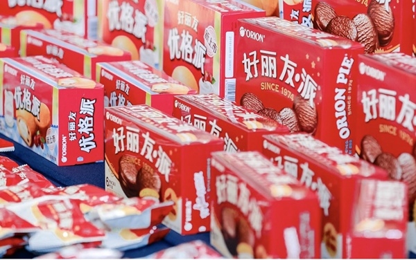 중국에서 판매중인 오리온의 주요 파이 제품 이미지 (사진=오리온 제공)
