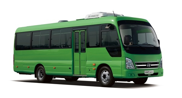 15~33인승 중형 전기버스 '카운티 일렉트릭' 그린색상 모델(사진=현대차)