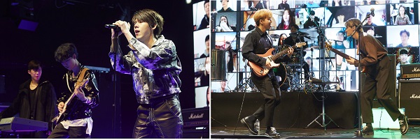 던전앤파이터 OST 음악경연프로그램인 '띵곡가들'에서 가호&케이브 팀(왼쪽), LUCY(루시)팀 결선 공연장면(사진=넥슨)