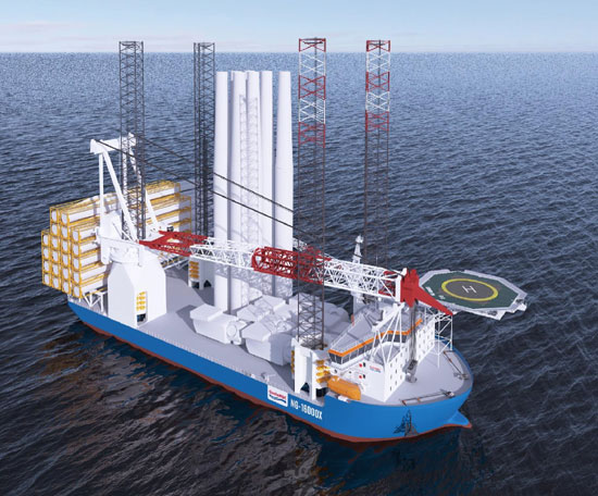 대우조선해양이 이번에 수주한 대형 해상풍력발전기 설치선 ‘NG-16000X’ 디자인 조감도 / (사진=대우조선해양)