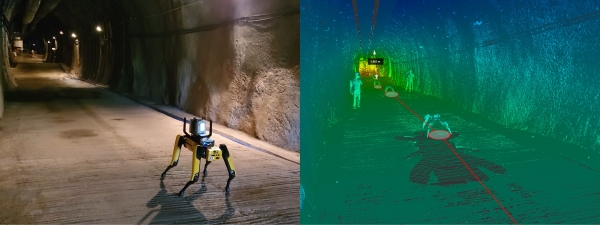 레이저 스캐너를 활용한 터널 현장 3D 형상 데이터 취득 및 분석 (사진=현대건설)